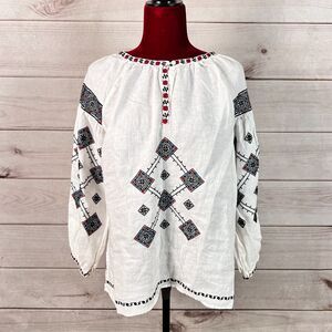 Alex Mill Tunic Top Fair Isle Embroidered Blouse
